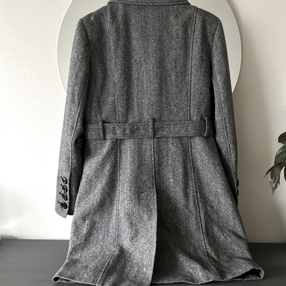 Womens Gray Double-Breasted Wool Blend Coat - Picture 8 of 11